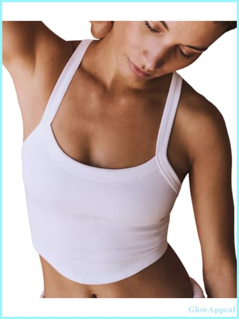 Women's Seamless Ribbed Scoop Neck Crop Tank Top Athletic Workout
